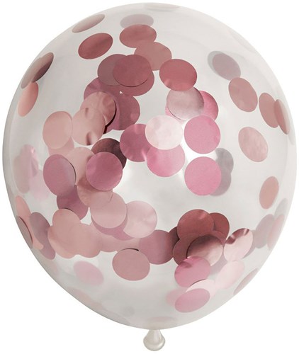 Globos ballons confettis métalliques or rose 30 cm décoration fête-2