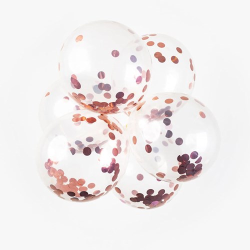 Globos ballons confettis métalliques or rose 30 cm décoration fête-3
