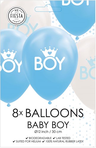 Globos ballons garçon bébé bleu-blanc 30cm 8 pièces décoration fête