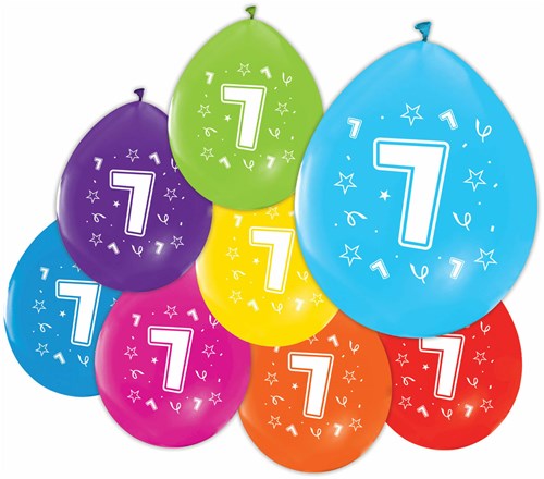 Globos ballons anniversaire 7 ans - impression double face - lot de 8 pièces-2
