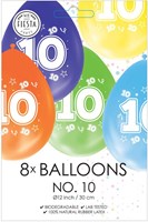 Globos ballons anniversaire 10 ans - lot de 8 ballons en latex colorés