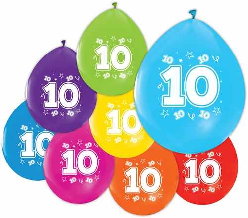 Globos ballons anniversaire 10 ans - lot de 8 ballons en latex colorés-2
