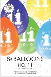 Globos ballons anniversaire 11 ans - impression double face - lot de 8 pièces