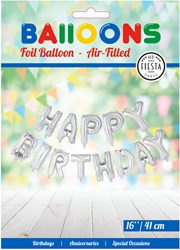 Globos ballon en aluminium anniversaire argenté - décoration Happy Birthday