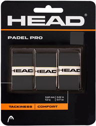 Head overgrip padel pro zwart - set van 3 stuks voor padelrackets
