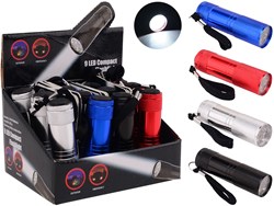 Johntoy lampe de poche LED 9 lumières avec piles rouge