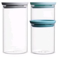 Brabantia voorraadbussen glas set van 3 - stapelbaar en luchtdicht