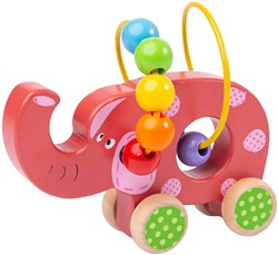 BigJigs houten duwfiguur olifant kralenframe speelgoed