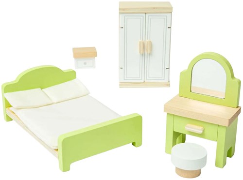 Bigjigs ensemble de meubles de chambre en bois pour maison de poupée enfants-2