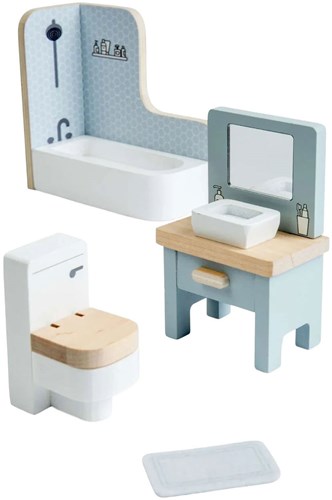 Bigjigs meubles de salle de bain en bois pour maison de poupée FSC certifié 4 pièces-2