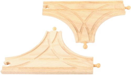 BigJigs houten treinrails T-splitsing - uitbreidingsset voor treinbaan