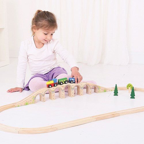 BigJigs houten treinbaan spoorwegviaduct - houten trein accessoire-3