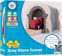 BigJigs Houten Treintunnel Grijs - Speelgoed Treinaccessoire Steenmotief