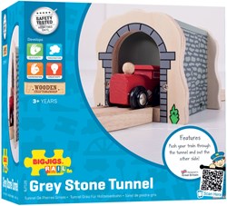 BigJigs Houten Treintunnel Grijs - Speelgoed Treinaccessoire Steenmotief