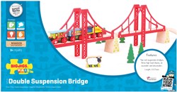 BigJigs houten treinbaan dubbele hangbrug rood - houten speelgoed brug