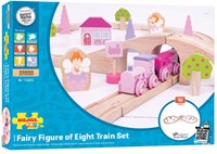 BigJigs houten treinset feeën roze - 40-delig speelgoed