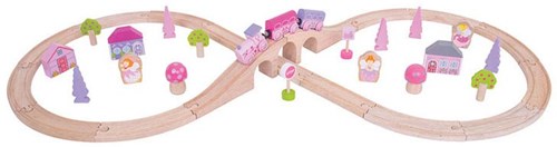 BigJigs houten treinset feeën roze - 40-delig speelgoed-3