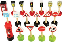 BigJigs houten verkeersborden speelgoedset - 18 stuks