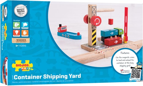 BigJigs houten container scheepswerf treinset - duurzaam speelgoed