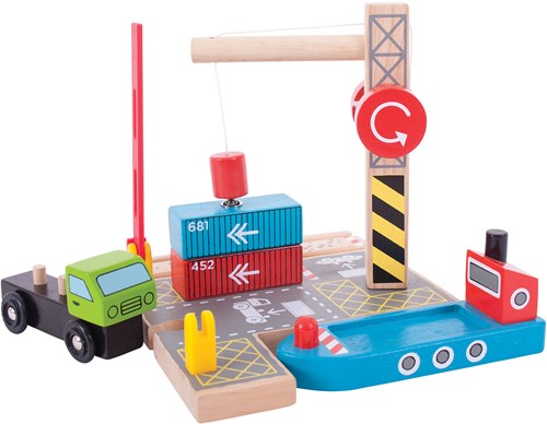 BigJigs houten container scheepswerf treinset - duurzaam speelgoed-2