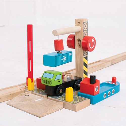 BigJigs houten container scheepswerf treinset - duurzaam speelgoed-3