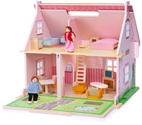 BigJigs houten poppenhuis Blossom Cottage met accessoires-2
