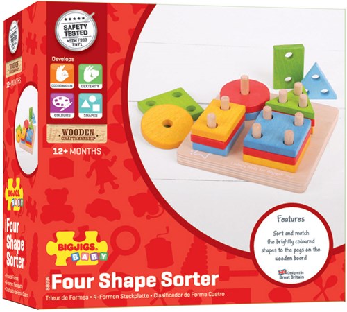Bigjigs First Four Shape Sorter (trieur de quatre formes)