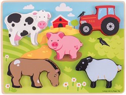 BigJigs puzzle en bois ferme - puzzle formes 5 pièces