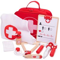 BigJigs kit du médecin jouet en bois mallette jeu d'imitation