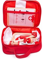 BigJigs kit du médecin jouet en bois mallette jeu d'imitation-2