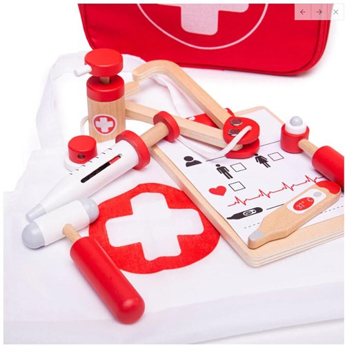 BigJigs kit du médecin jouet en bois mallette jeu d'imitation-3