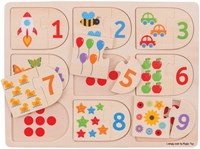 BigJigs puzzle d'apprentissage en bois chiffres - jouet éducatif pour enfants-2