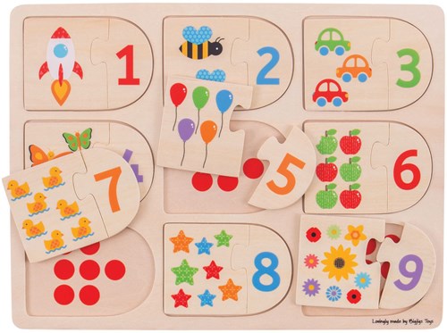 BigJigs puzzle d'apprentissage en bois chiffres - jouet éducatif pour enfants-2