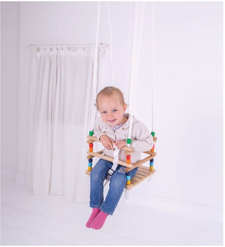BigJigs balançoire en bois pour tout-petits avec perles - siège bébé-2
