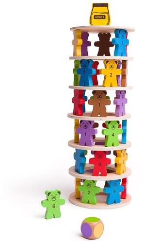 BigJigs houten spel Tumbling Teddies - stapelspel voor kinderen-2