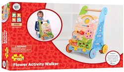 BigJigs houten loopwagen met activiteitenpaneel - bloemen thema