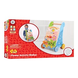 BigJigs houten loopwagen met activiteitenpaneel - bloemen thema