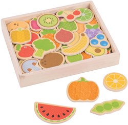 BigJigs magneten speelgoed fruit en groente hout 35-delig