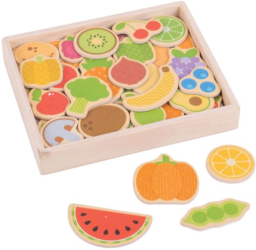 BigJigs magneten speelgoed fruit en groente hout 35-delig
