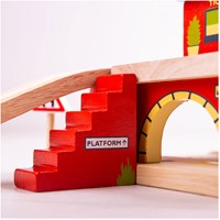 BigJigs gare en bois - jouet train et route pour enfants-2