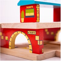 BigJigs gare en bois - jouet train et route pour enfants-3