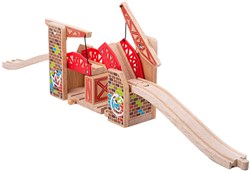 BigJigs houten dubbele hefbrug graffiti - treinbaan accessoire