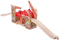 BigJigs pont levant double en bois graffiti - accessoire circuit train
