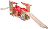 BigJigs houten dubbele hefbrug graffiti - treinbaan accessoire-2