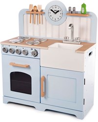 Tidlo cuisine en bois country bleu-blanc avec accessoires