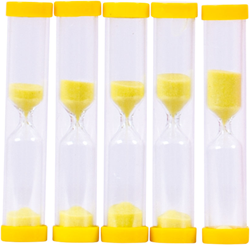 BigJigs zandloper speelgoed 3 minuten timer set van 5 geel