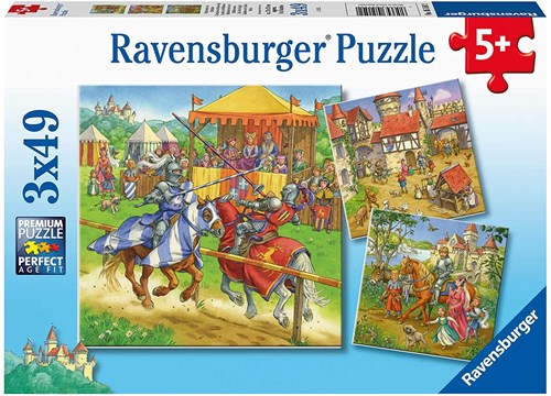 Ravensburger puzzle enfant tournoi chevalier moyen âge 3x49 pièces