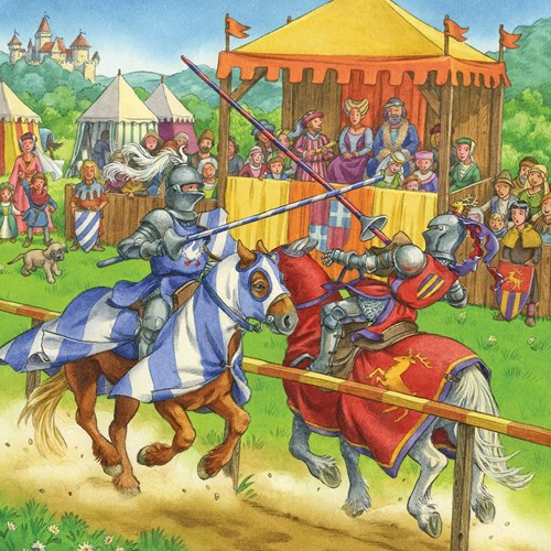 Ravensburger puzzle enfant tournoi chevalier moyen âge 3x49 pièces-2