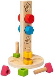 BigJigs houten constructiespeelgoed moeren en bouten toren 11-delig