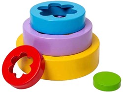 BigJigs jouet d'empilage en bois fleurs - tour Montessori 5 pièces FSC